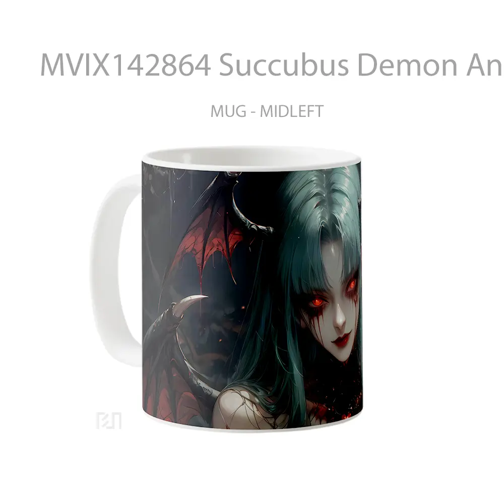 Mug Succubus Demon Anime Girl Red Eyes Cangkir Anime - All-side / Desain