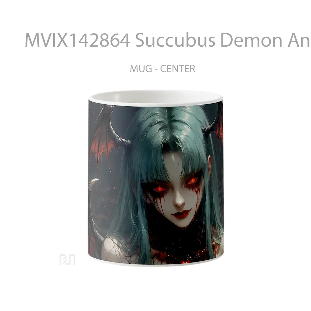 Mug Succubus Demon Anime Girl Red Eyes Cangkir Anime