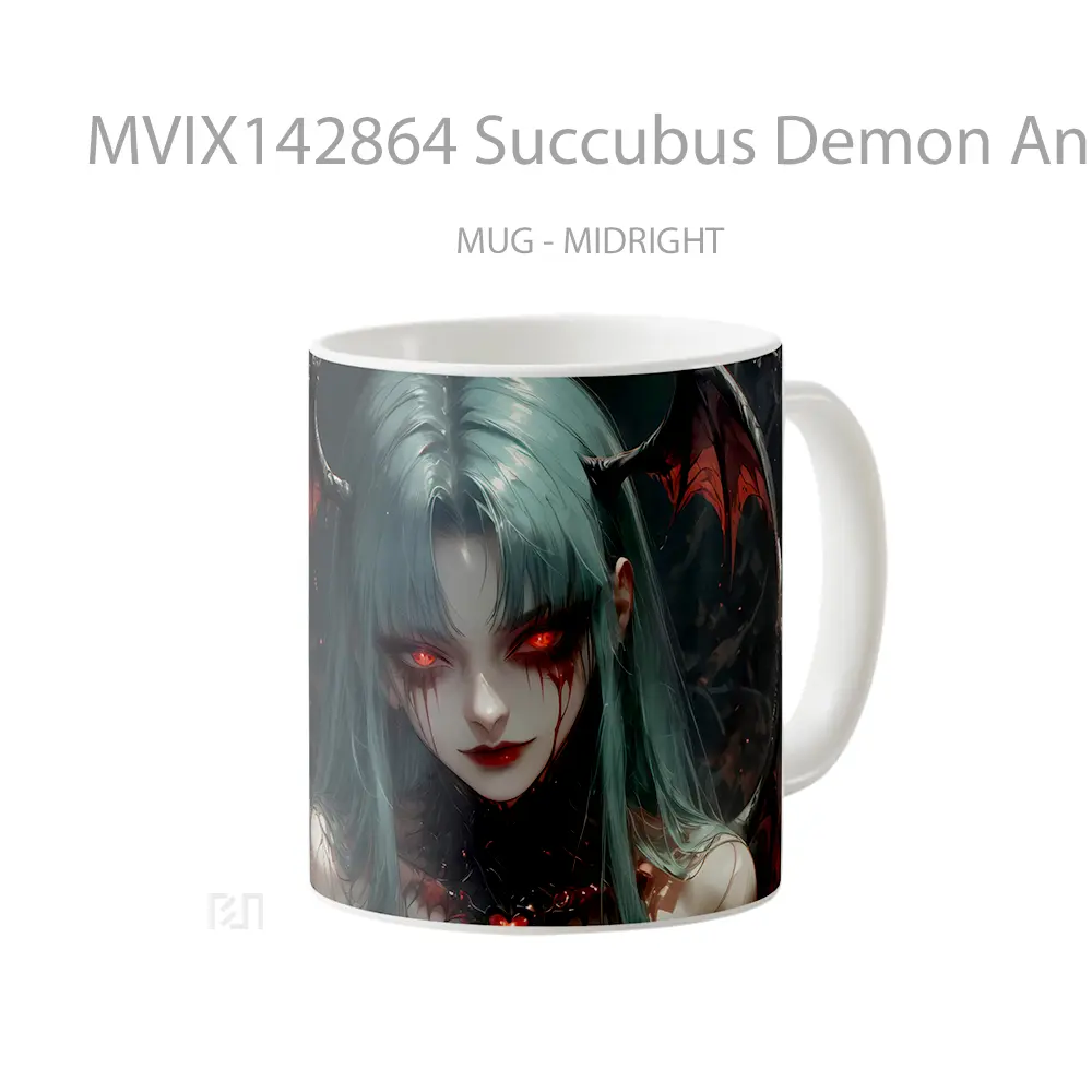 Mug Succubus Demon Anime Girl Red Eyes Cangkir Anime - All-side / Desain
