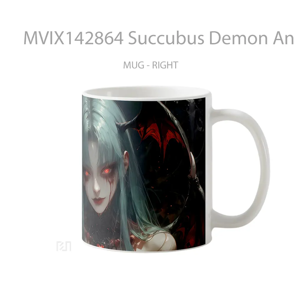 Mug Succubus Demon Anime Girl Red Eyes Cangkir Anime - All-side / Desain