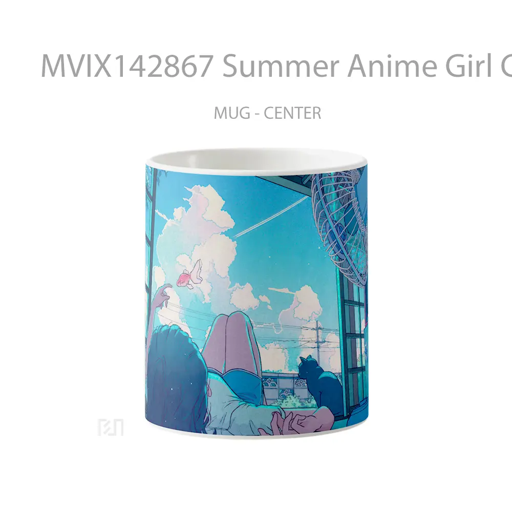 Mug Summer Anime Girl Cat Gelas Hewan Lucu