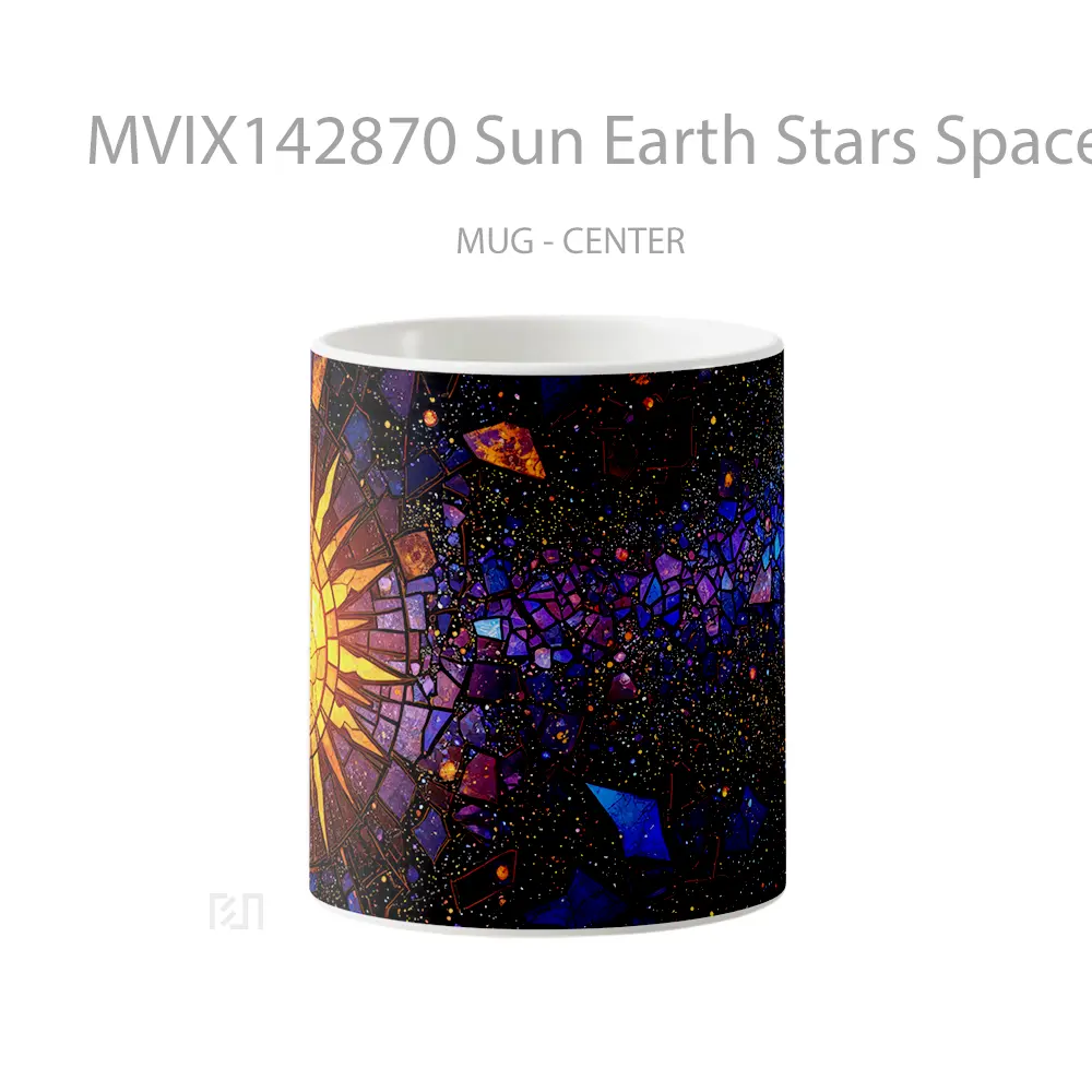 Mug Sun Earth Stars Space Digital Art Gelas Keramik Unik