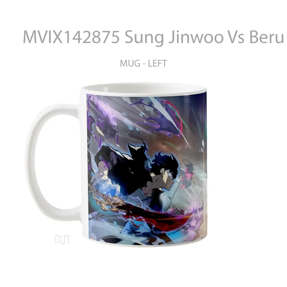 Mug Sung Jinwoo Vs Beru Solo Leveling Gelas Keramik Unik - All-side / Desain