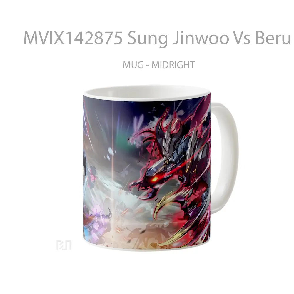 Mug Sung Jinwoo Vs Beru Solo Leveling Gelas Keramik Unik - All-side / Desain