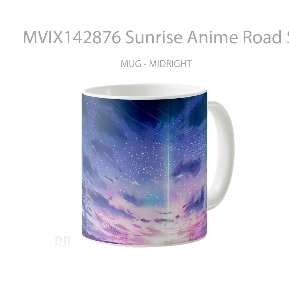 Mug Sunrise Anime Road Sky Clouds Scenery Cangkir Anime - All-side / Desain