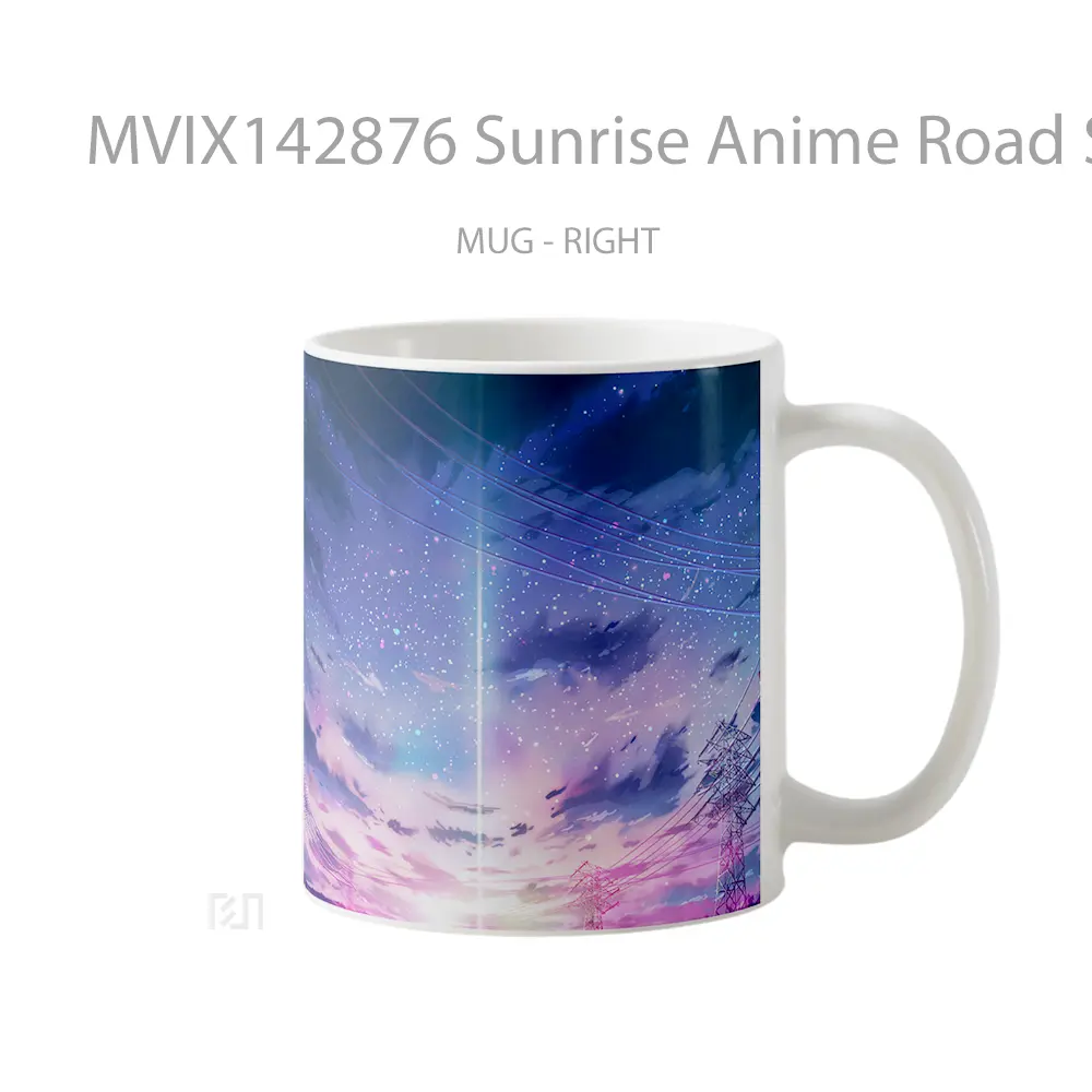 Mug Sunrise Anime Road Sky Clouds Scenery Cangkir Anime - All-side / Desain