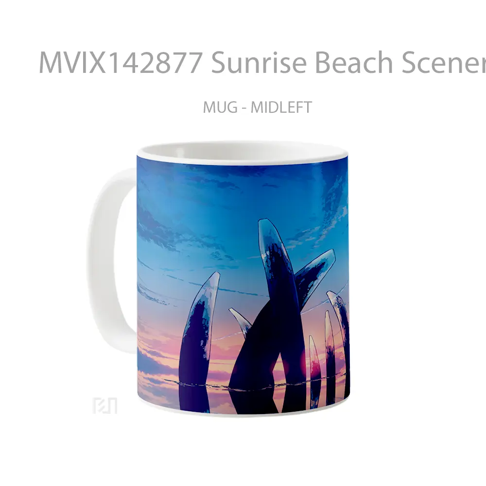 Mug Sunrise Beach Scenery Stonehenge Anime Ar Cangkir Anime - All-side / Desain