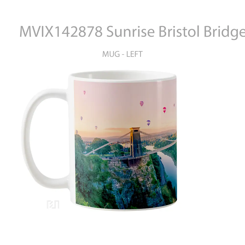 Mug Sunrise Bristol Bridge England Hot Air Balloon Scenery Gelas Pemandangan Alam - All-side / Desain