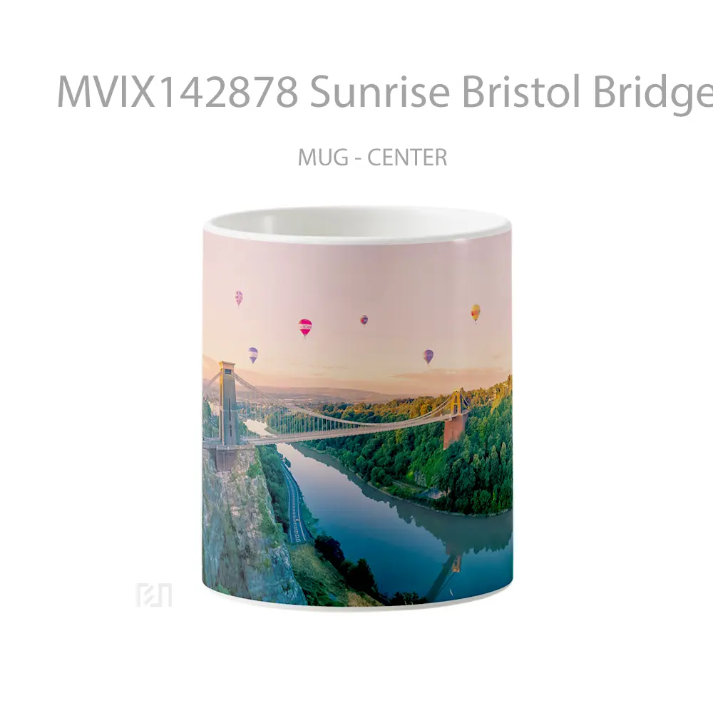 Mug Sunrise Bristol Bridge England Hot Air Balloon Scenery Gelas Pemandangan Alam