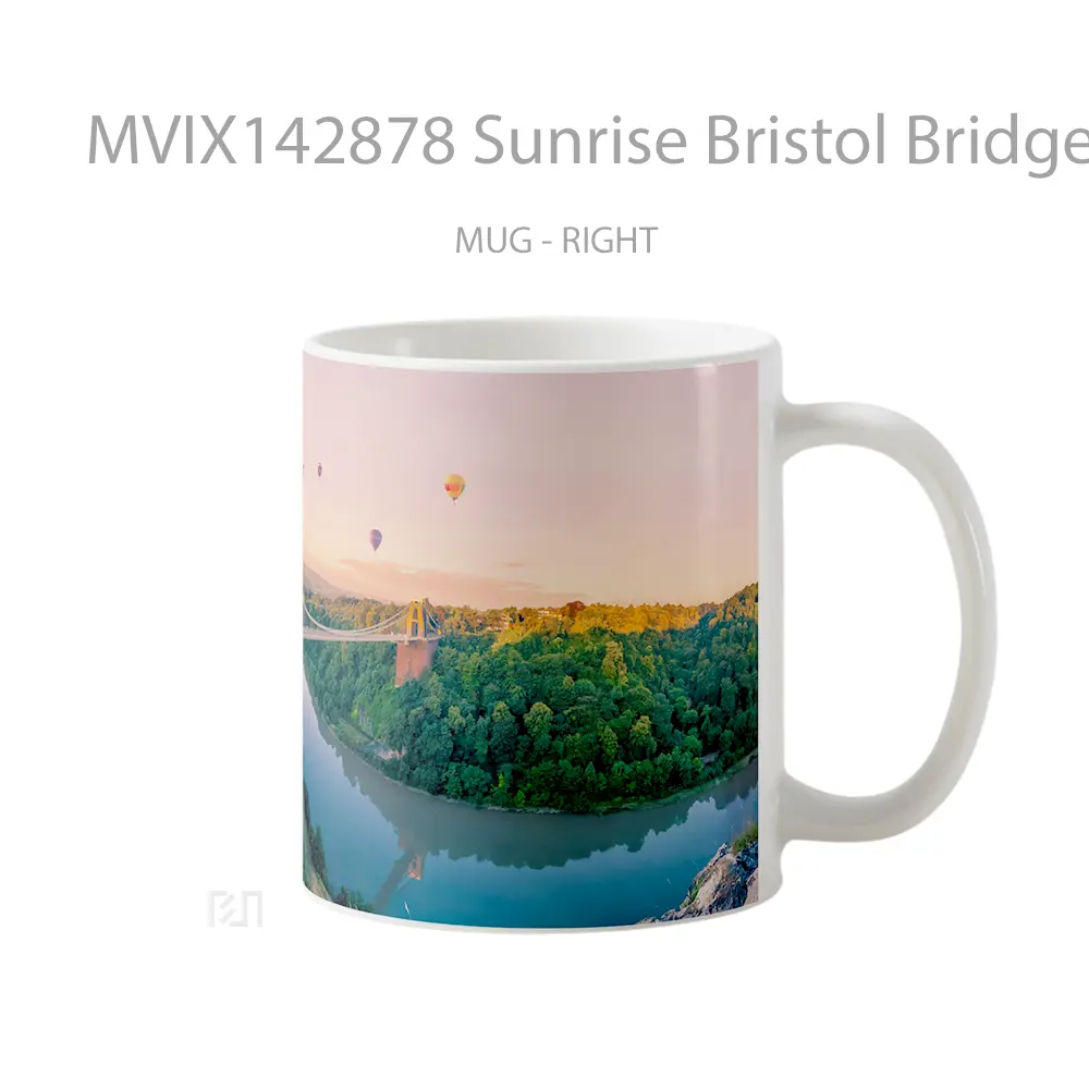 Mug Sunrise Bristol Bridge England Hot Air Balloon Scenery Gelas Pemandangan Alam - All-side / Desain