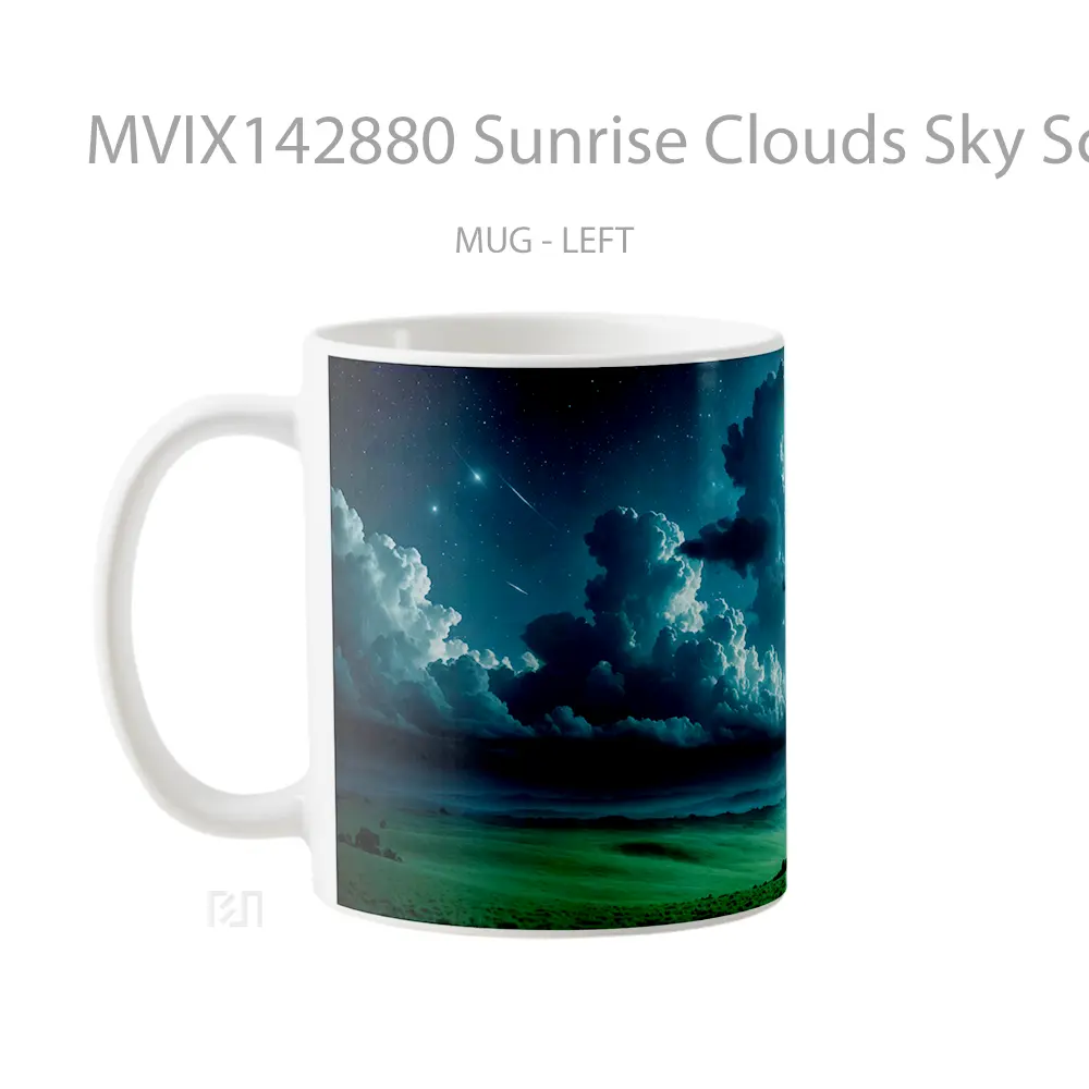 Mug Sunrise Clouds Sky Scenery Green Grass Field Landscape Gelas Pemandangan Alam - All-side / Desain