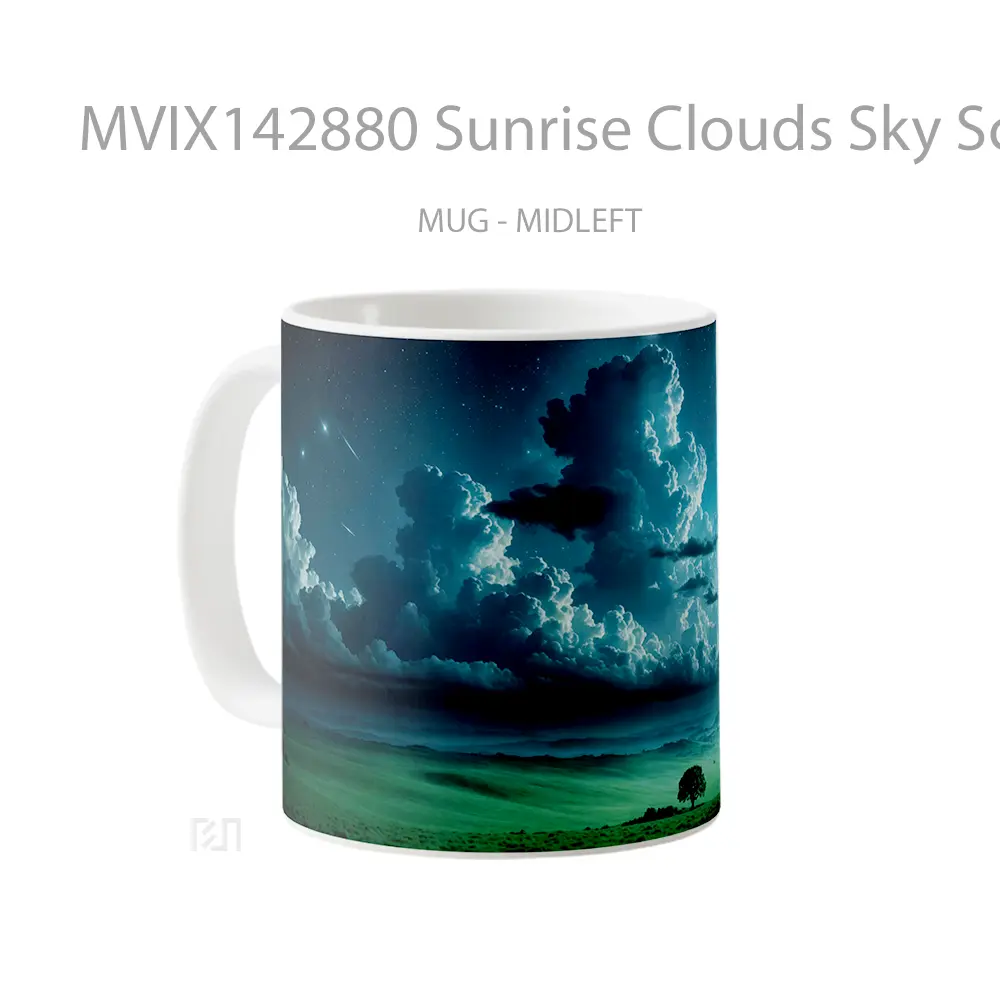 Mug Sunrise Clouds Sky Scenery Green Grass Field Landscape Gelas Pemandangan Alam - All-side / Desain