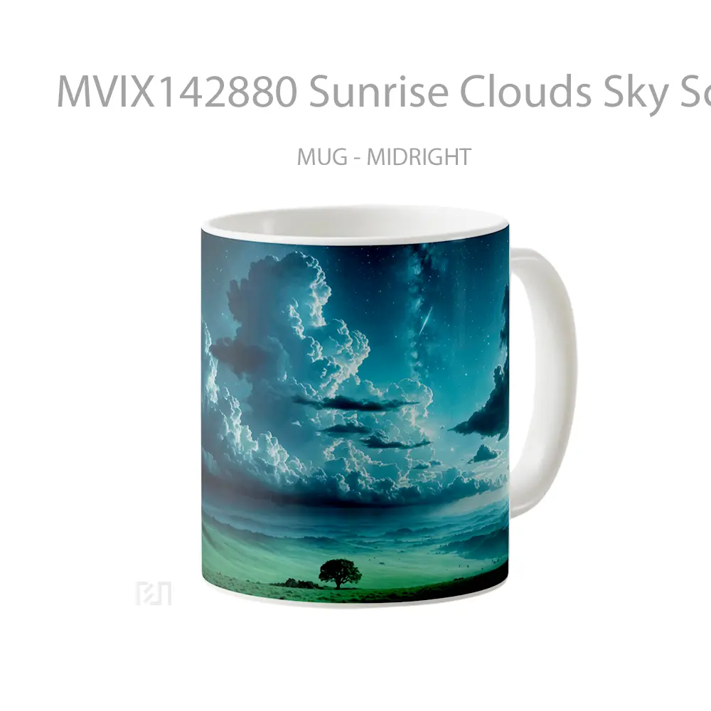 Mug Sunrise Clouds Sky Scenery Green Grass Field Landscape Gelas Pemandangan Alam - All-side / Desain