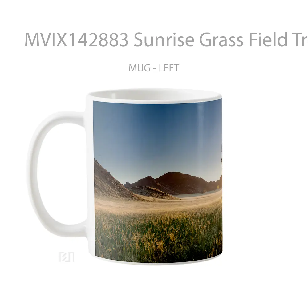 Mug Sunrise Grass Field Tree Scenery Gelas Pemandangan Alam - All-side / Desain