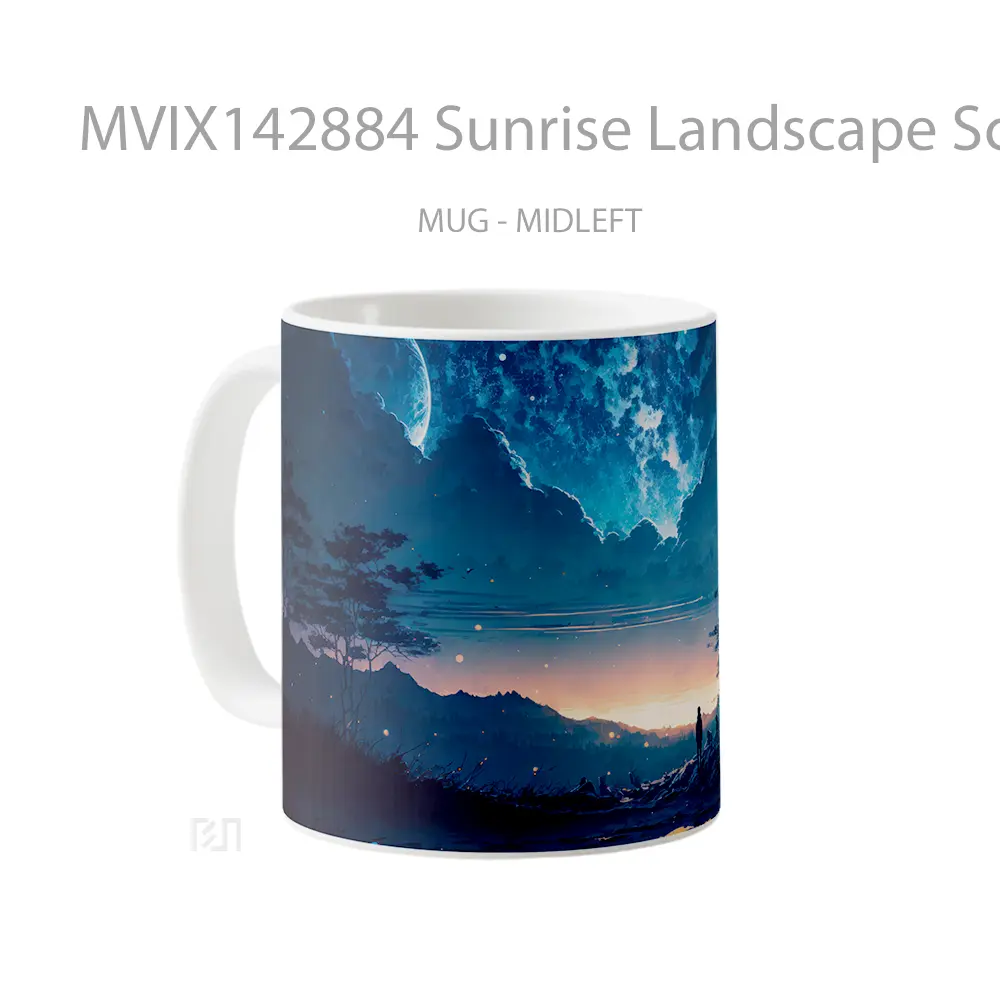 Mug Sunrise Landscape Scenery Clouds Sky Digital Art Gelas Pemandangan Alam - All-side / Desain