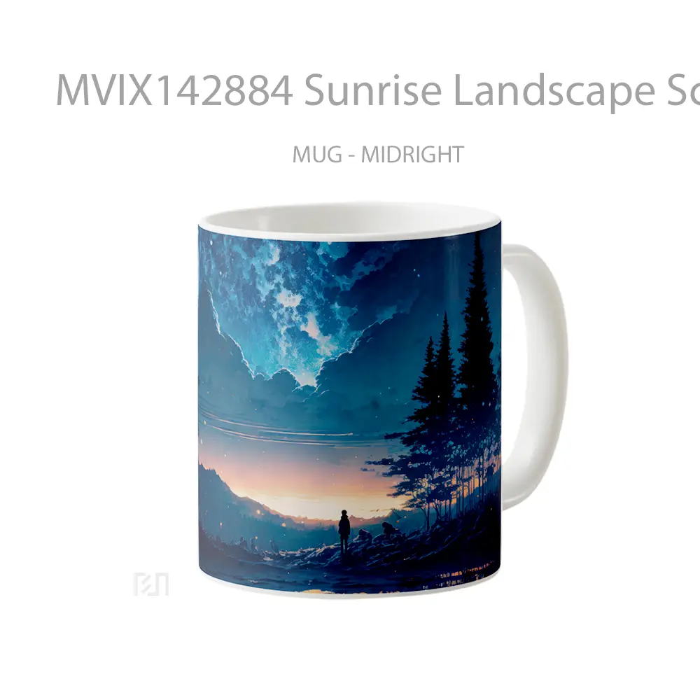 Mug Sunrise Landscape Scenery Clouds Sky Digital Art Gelas Pemandangan Alam - All-side / Desain