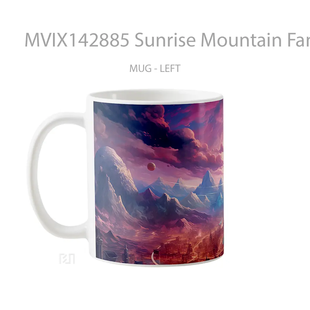 Mug Sunrise Mountain Fantasy City Scenery Gelas Pemandangan Alam - All-side / Desain