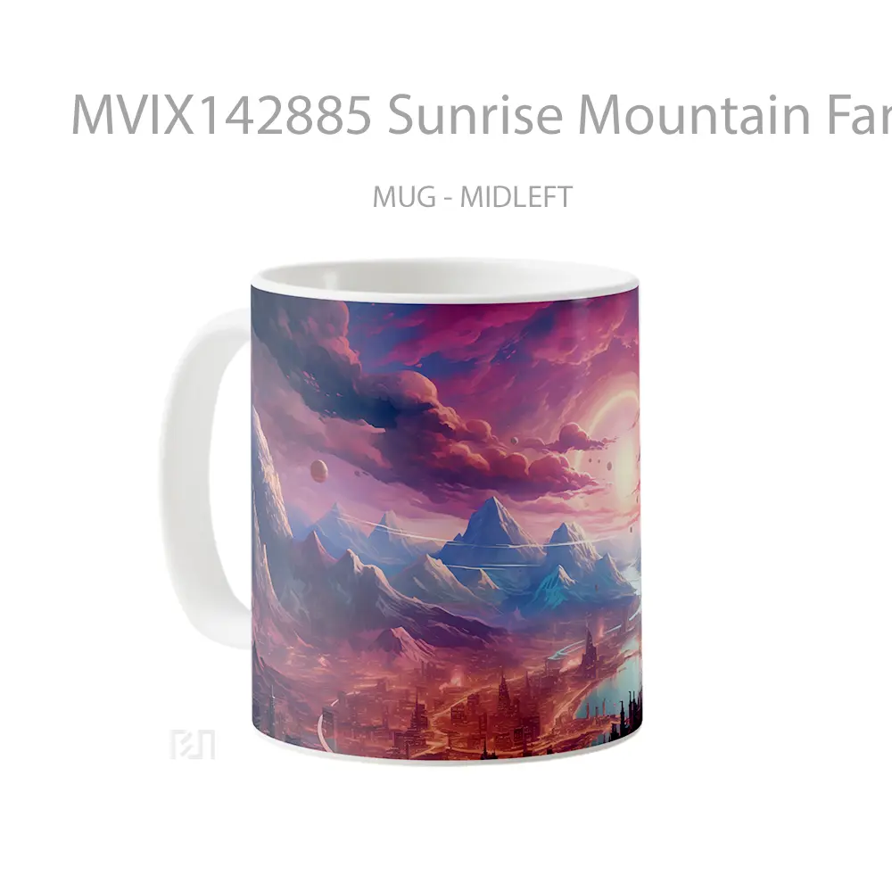 Mug Sunrise Mountain Fantasy City Scenery Gelas Pemandangan Alam - All-side / Desain