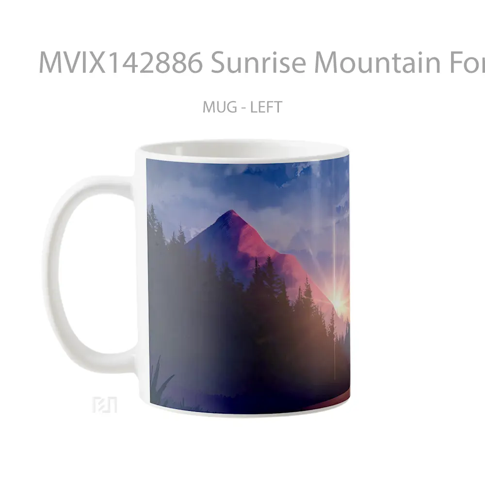Mug Sunrise Mountain Forest Digital Art Gelas Pemandangan Alam - All-side / Desain