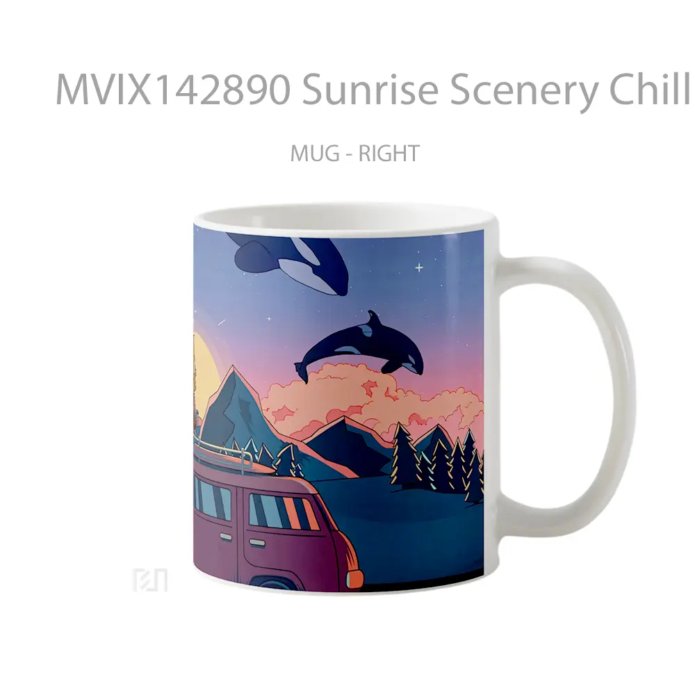 Mug Sunrise Scenery Chill Coffee Bart Simpson Digital Art Gelas Pemandangan Alam - All-side / Desain