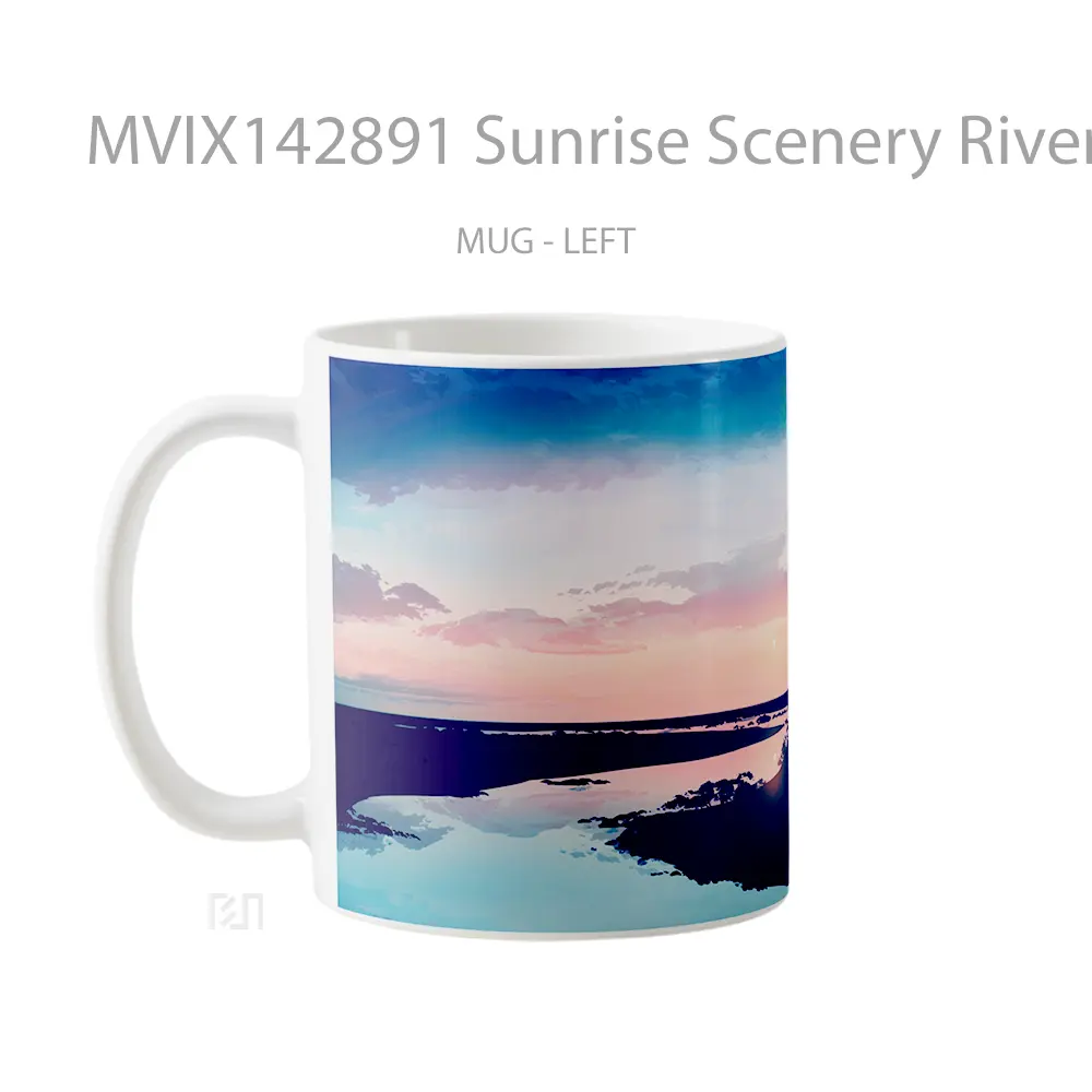 Mug Sunrise Scenery River Anime Ar Cangkir Anime - All-side / Desain
