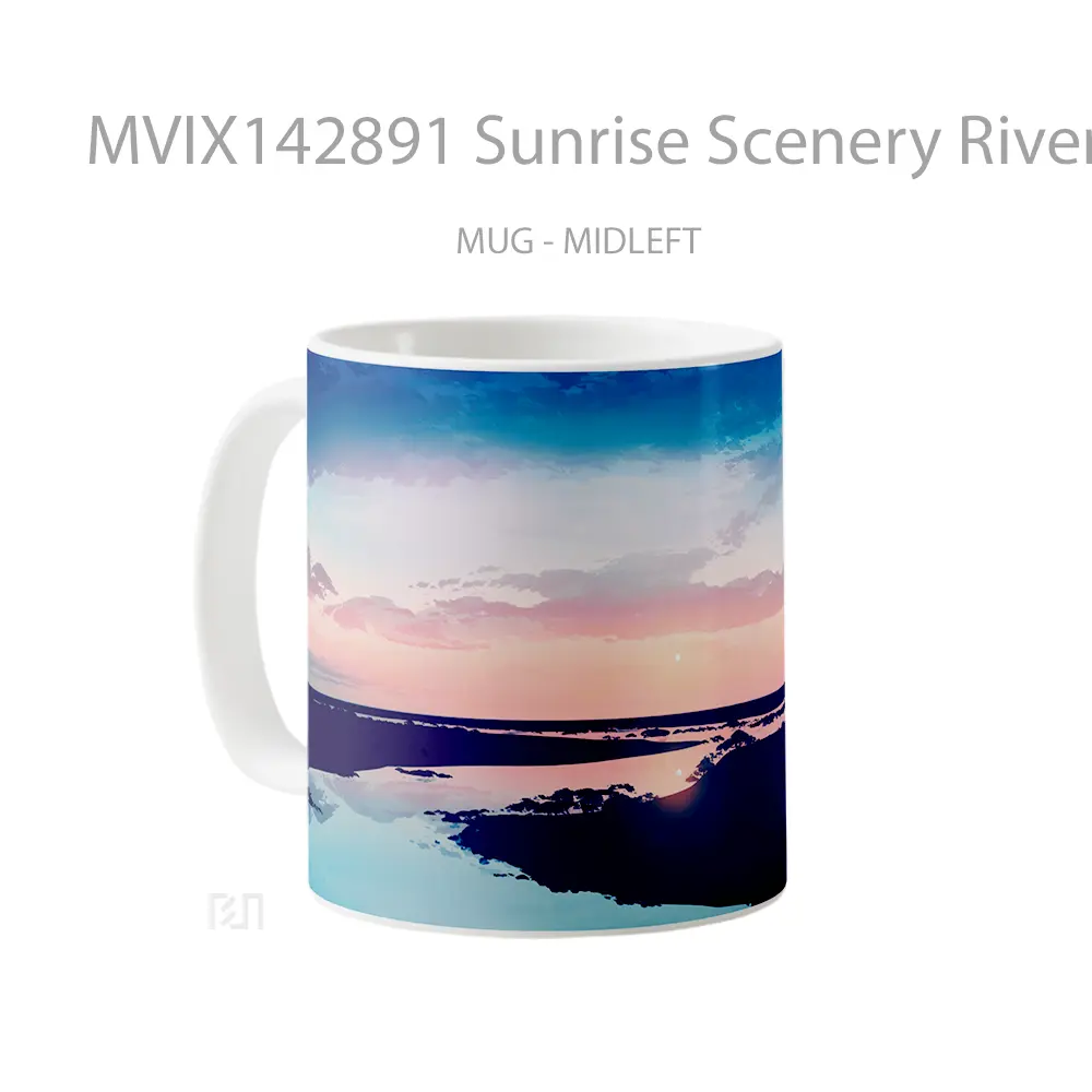 Mug Sunrise Scenery River Anime Ar Cangkir Anime - All-side / Desain