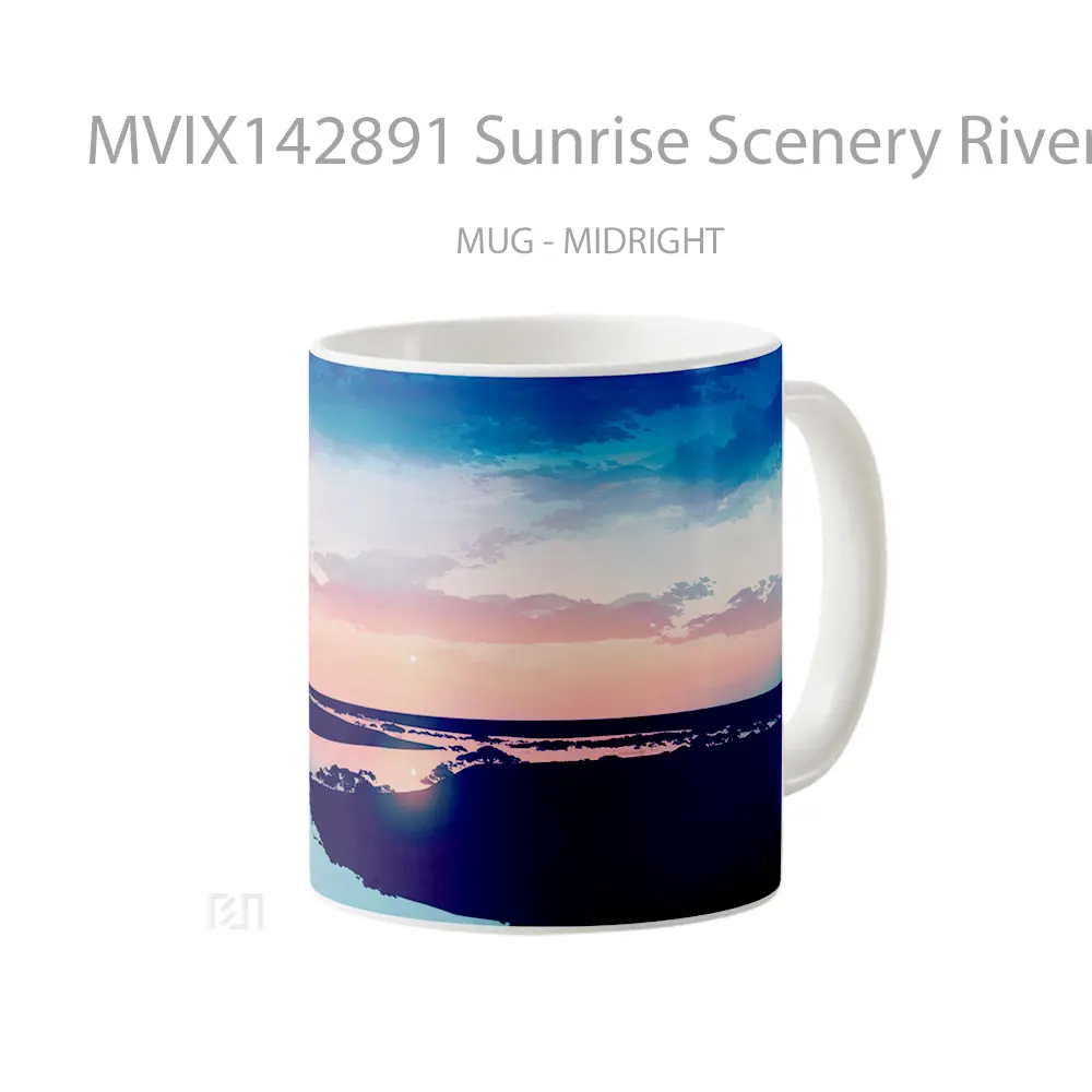 Mug Sunrise Scenery River Anime Ar Cangkir Anime - All-side / Desain