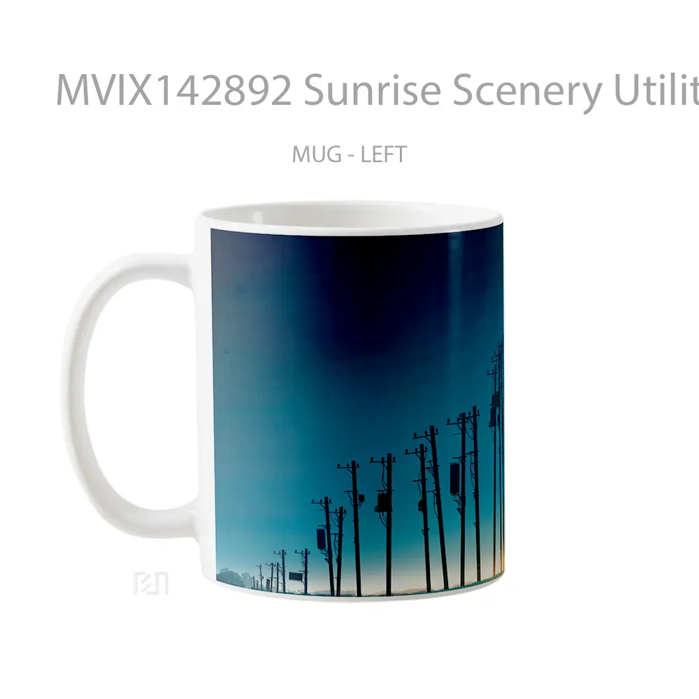 Mug Sunrise Scenery Utility Pole A Gelas Pemandangan Alam - All-side / Desain