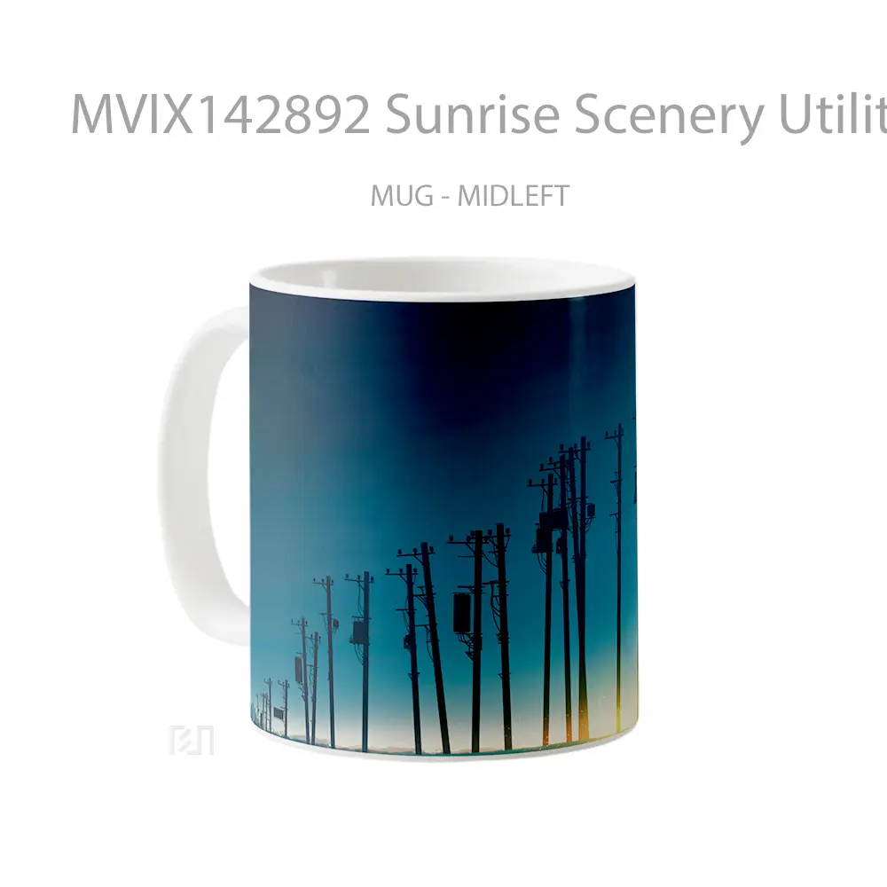 Mug Sunrise Scenery Utility Pole A Gelas Pemandangan Alam - All-side / Desain