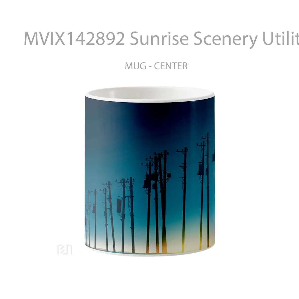 Mug Sunrise Scenery Utility Pole A Gelas Pemandangan Alam