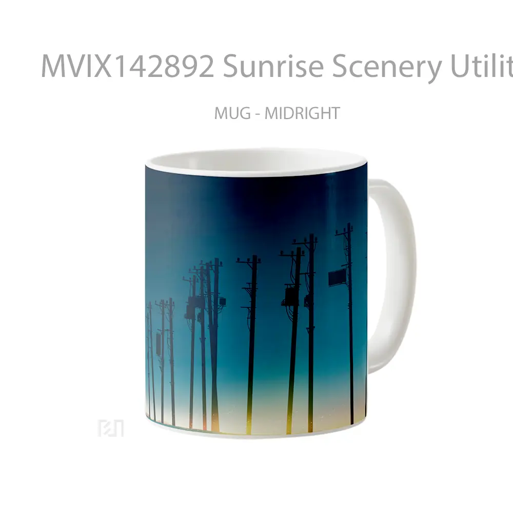 Mug Sunrise Scenery Utility Pole A Gelas Pemandangan Alam - All-side / Desain
