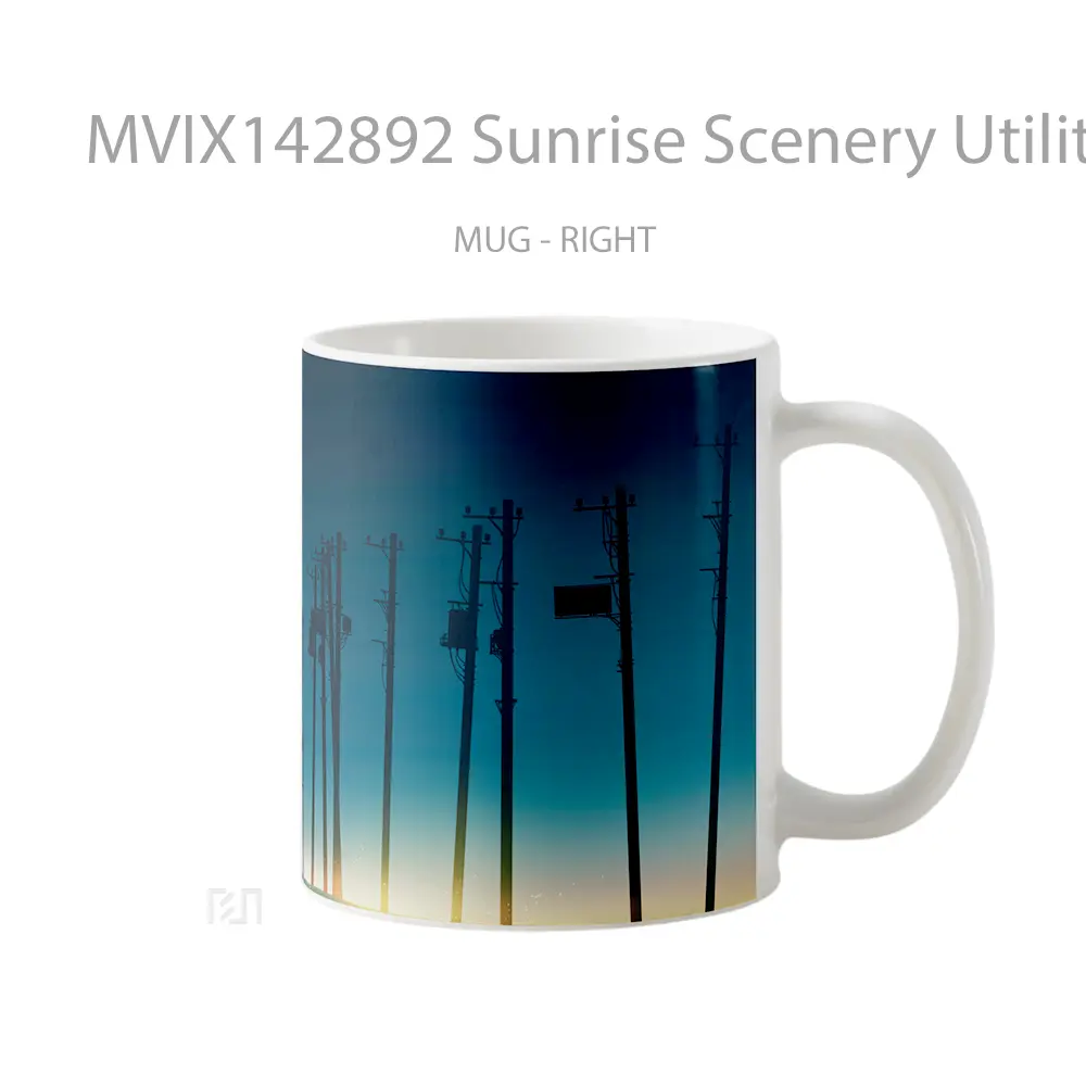 Mug Sunrise Scenery Utility Pole A Gelas Pemandangan Alam - All-side / Desain