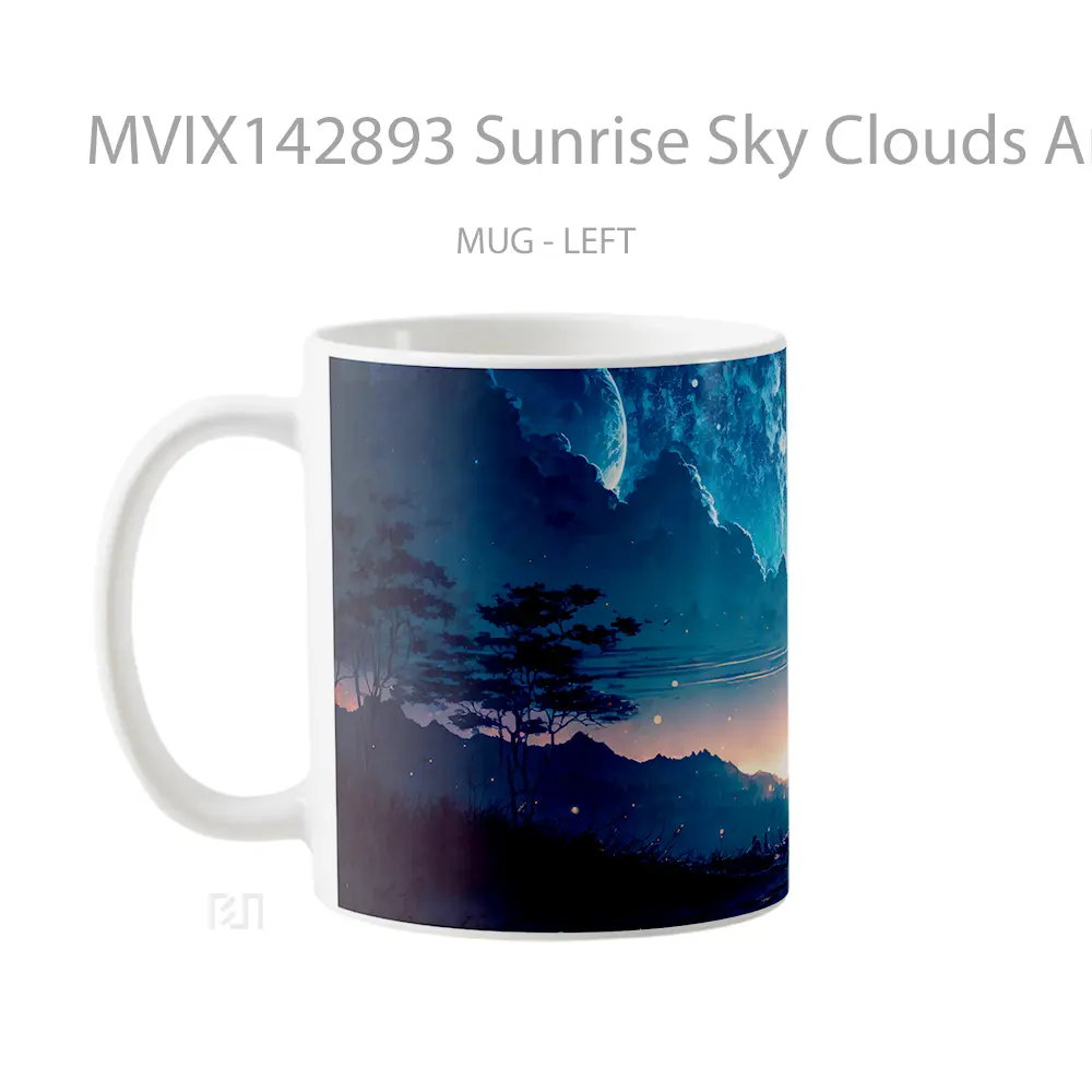 Mug Sunrise Sky Clouds Anime Scenery Cangkir Anime - All-side / Desain