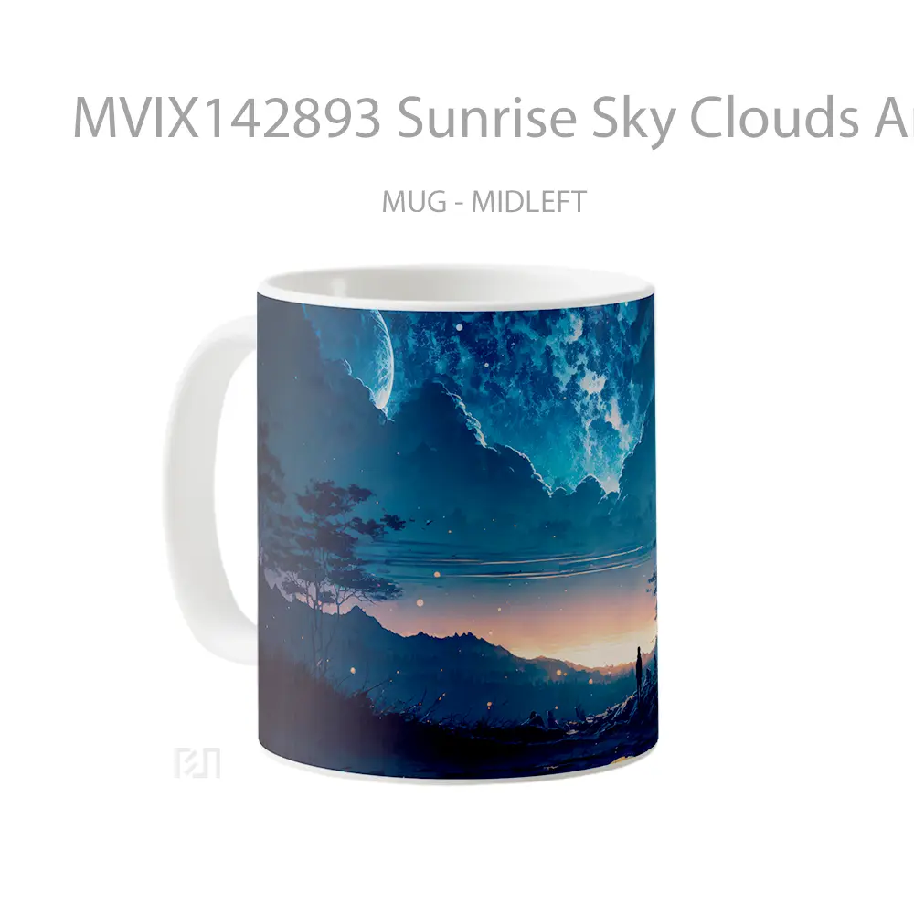 Mug Sunrise Sky Clouds Anime Scenery Cangkir Anime - All-side / Desain