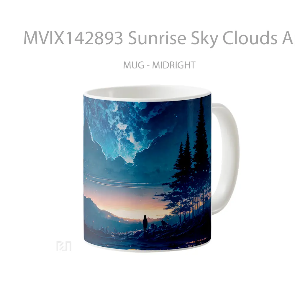 Mug Sunrise Sky Clouds Anime Scenery Cangkir Anime - All-side / Desain