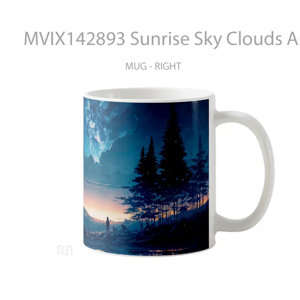Mug Sunrise Sky Clouds Anime Scenery Cangkir Anime - All-side / Desain