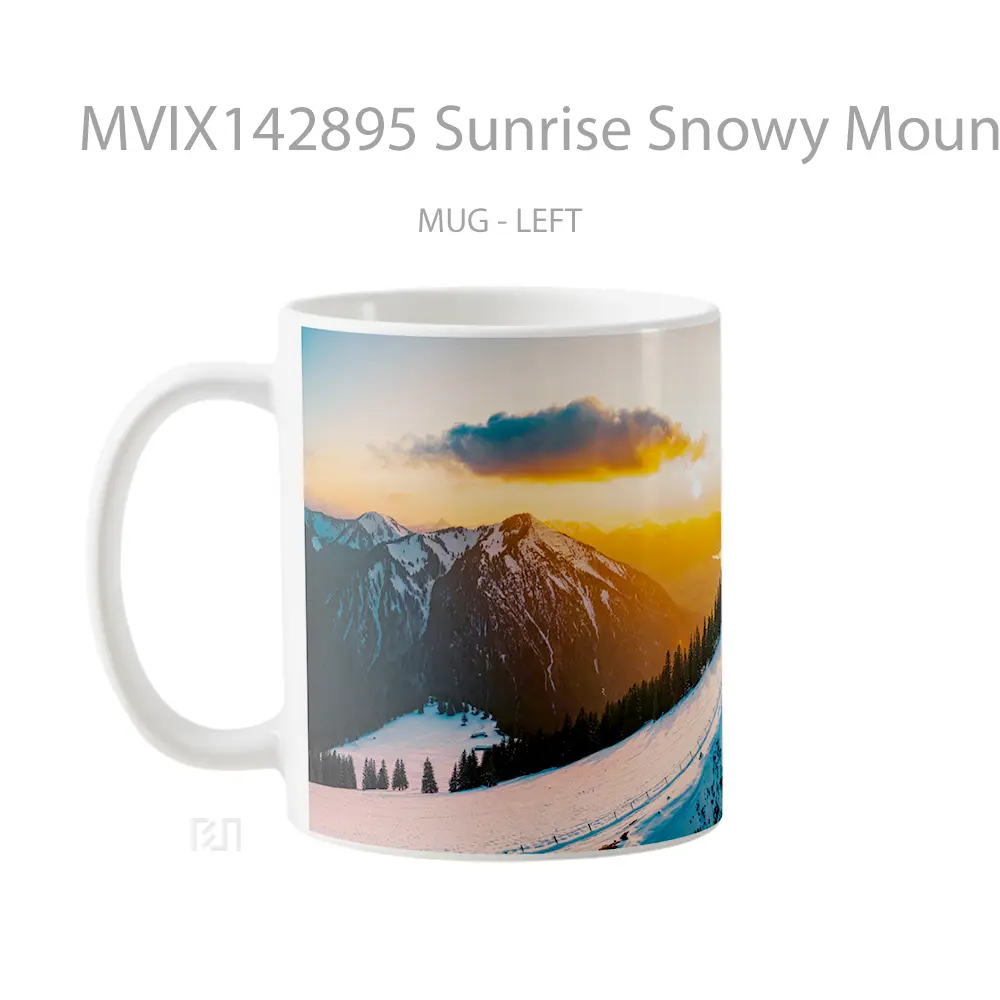 Mug Sunrise Snowy Mountain Scenery Gelas Pemandangan Alam - All-side / Desain