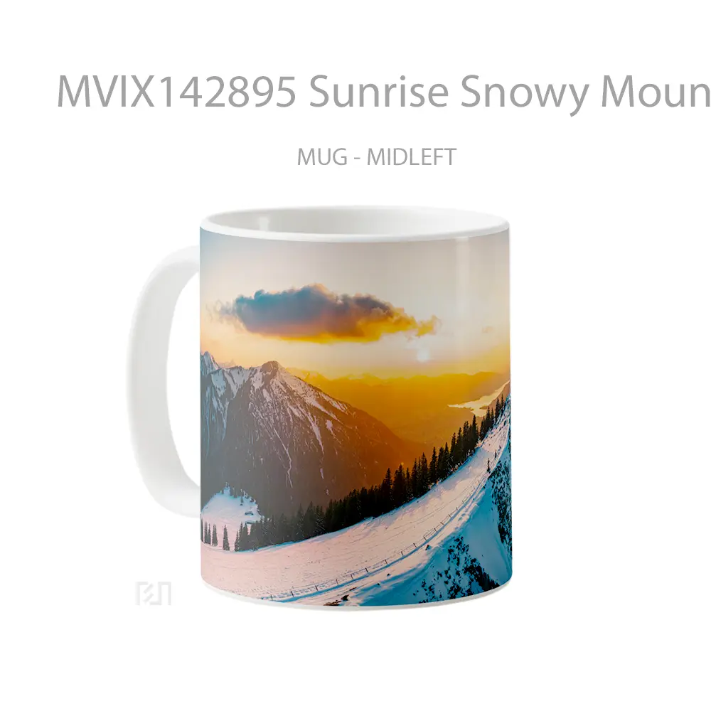Mug Sunrise Snowy Mountain Scenery Gelas Pemandangan Alam - All-side / Desain