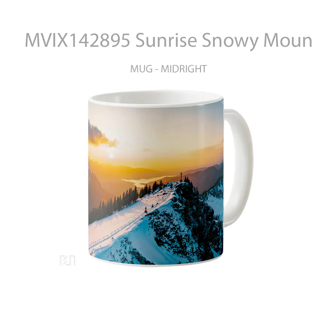 Mug Sunrise Snowy Mountain Scenery Gelas Pemandangan Alam - All-side / Desain