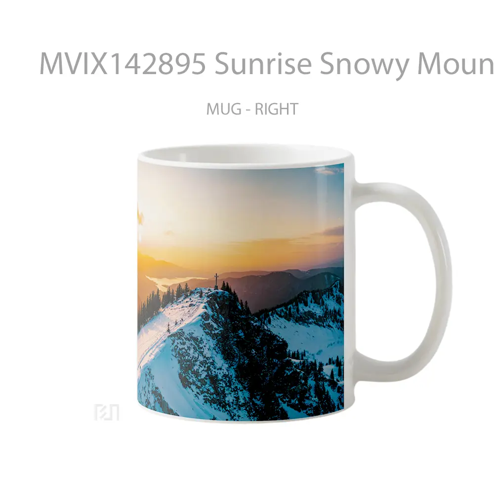 Mug Sunrise Snowy Mountain Scenery Gelas Pemandangan Alam - All-side / Desain