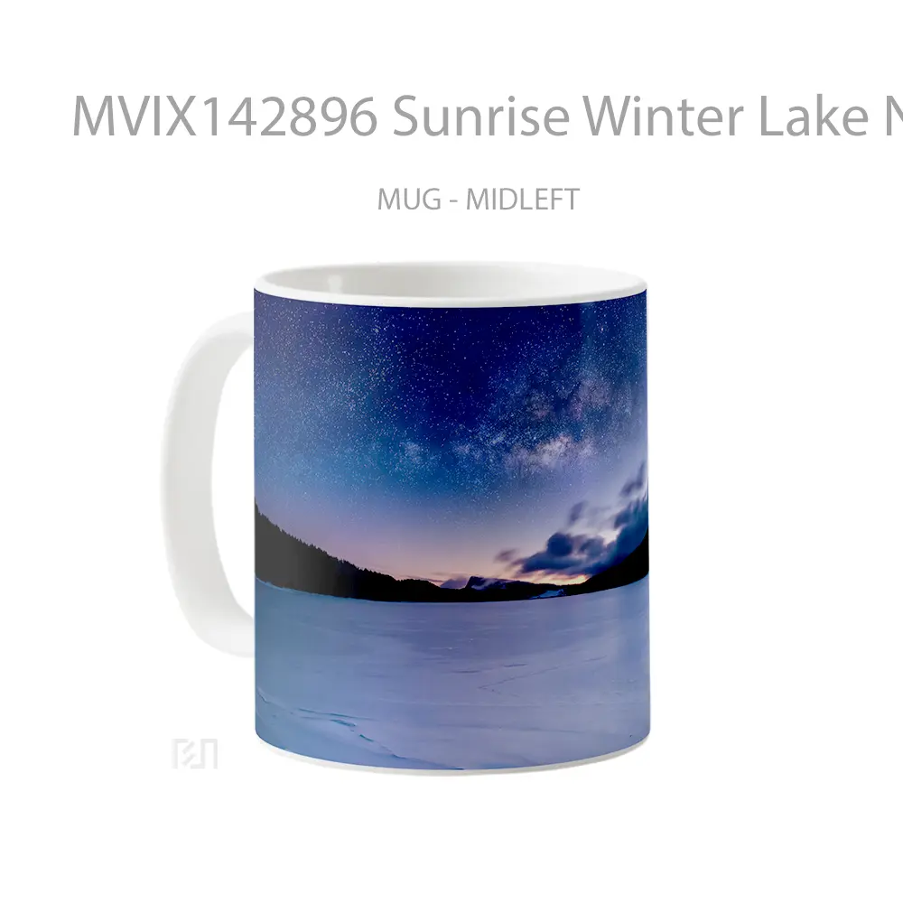 Mug Sunrise Winter Lake Night Sky Switzerland Photography Scenery Gelas Pemandangan Alam - All-side / Desain