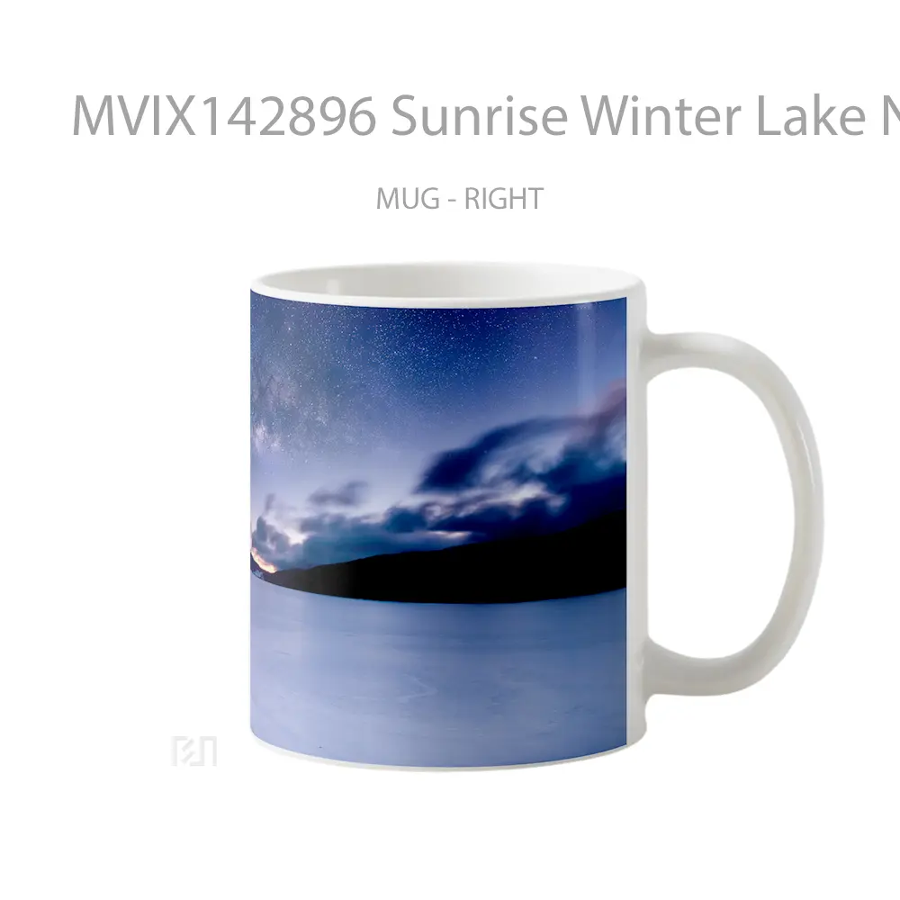 Mug Sunrise Winter Lake Night Sky Switzerland Photography Scenery Gelas Pemandangan Alam - All-side / Desain