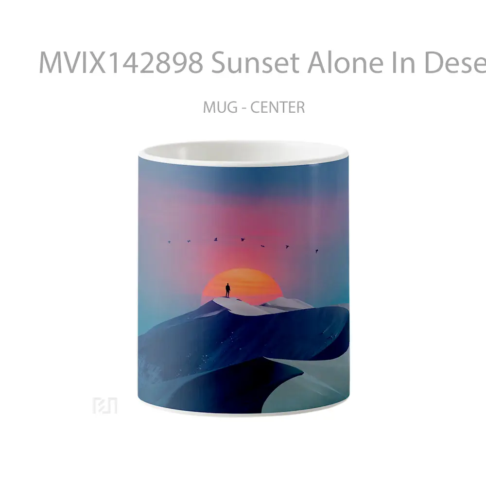 Mug Sunset Alone In Desert Scenery Digital Art Gelas Pemandangan Alam