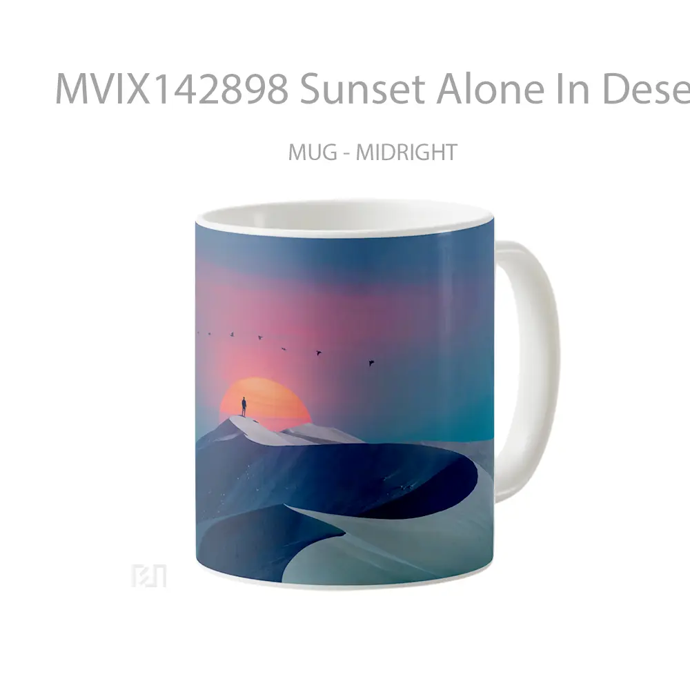 Mug Sunset Alone In Desert Scenery Digital Art Gelas Pemandangan Alam - All-side / Desain