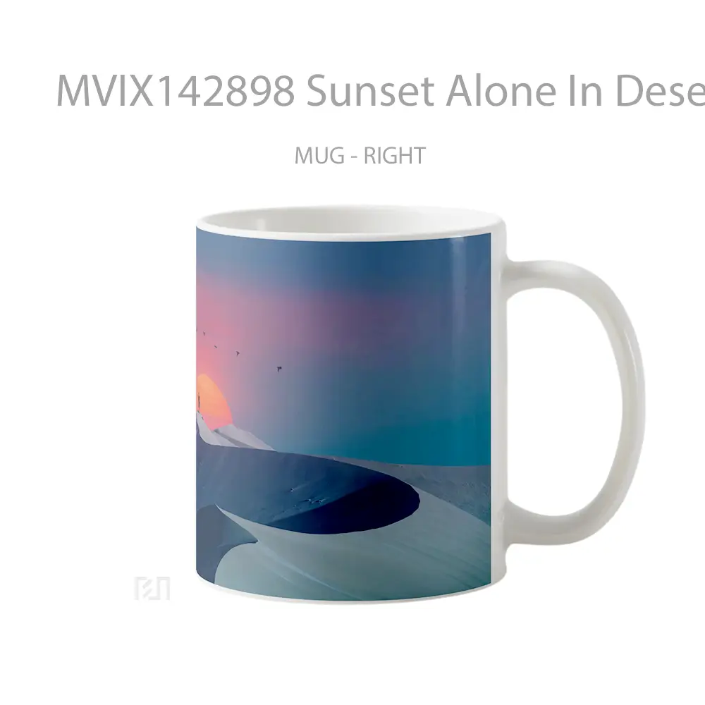 Mug Sunset Alone In Desert Scenery Digital Art Gelas Pemandangan Alam - All-side / Desain