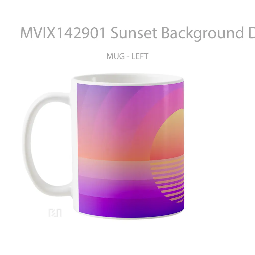 Mug Sunset Background Digital Art Gelas Pemandangan Alam - All-side / Desain