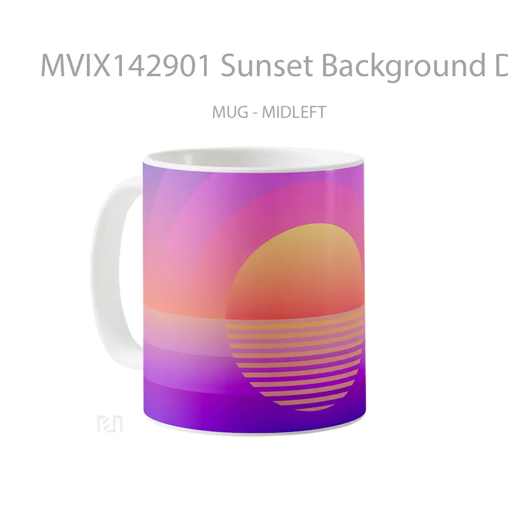 Mug Sunset Background Digital Art Gelas Pemandangan Alam - All-side / Desain