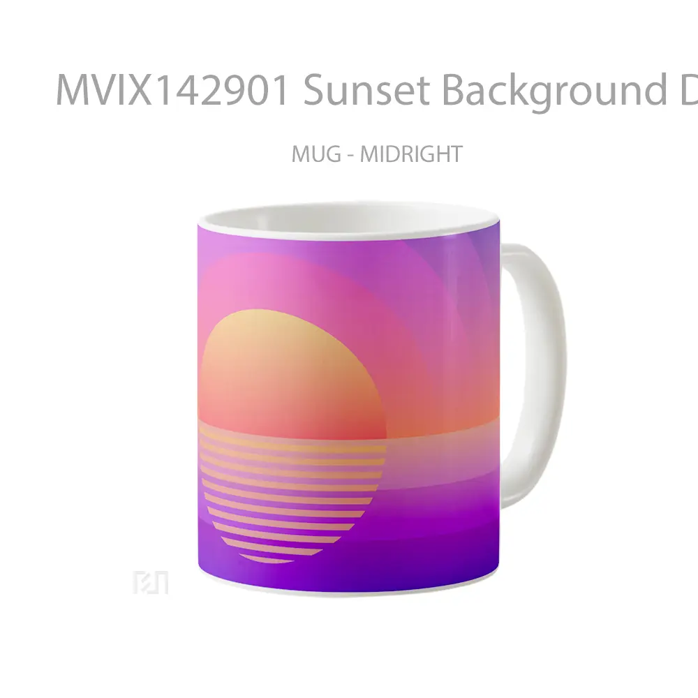 Mug Sunset Background Digital Art Gelas Pemandangan Alam - All-side / Desain