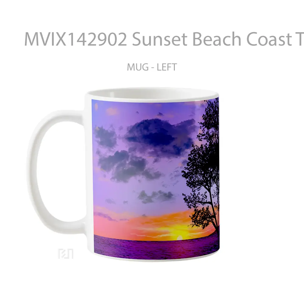Mug Sunset Beach Coast Tree Silhouette Scenery Gelas Pemandangan Alam - All-side / Desain