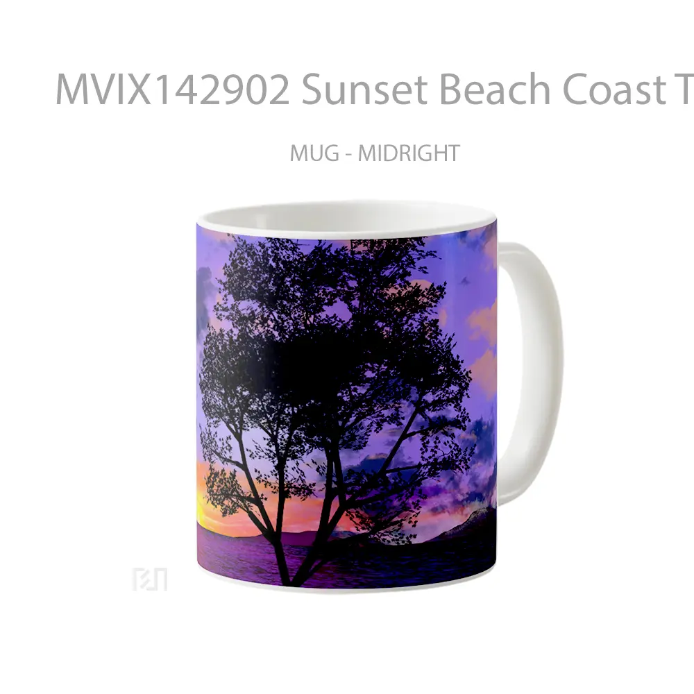 Mug Sunset Beach Coast Tree Silhouette Scenery Gelas Pemandangan Alam - All-side / Desain